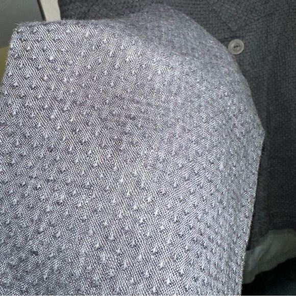 FLAX Linen Button Down Textured Dark Gray Jacket Lagenlook Blazer Pockets Large - Picture 2 of 13